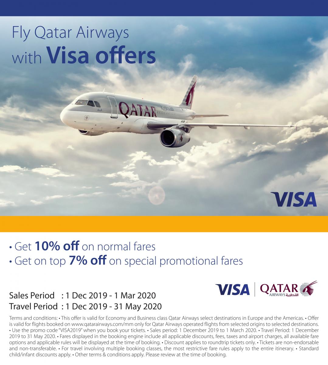 Visa Promotion Qatar Airways until March 2020 CB Bank
