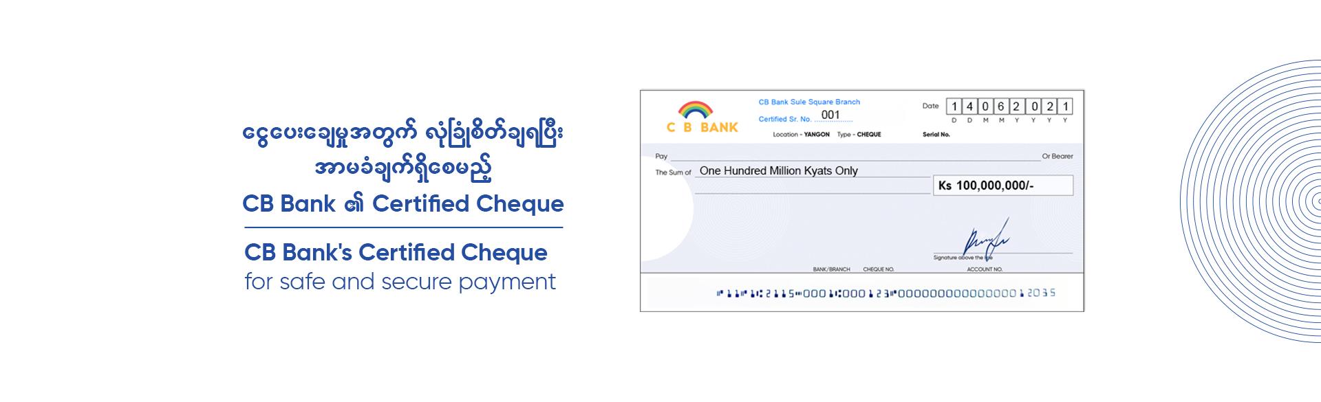 Certified Cheque CB Bank